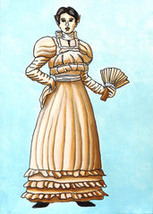 Victorian Woman Gouache Painting